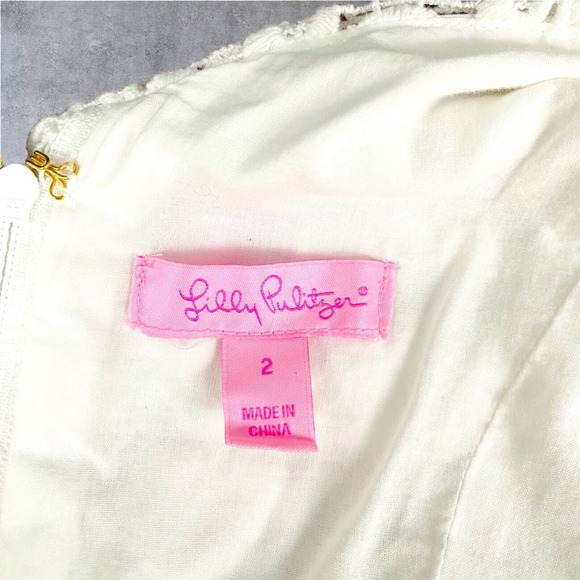 $228 Lilly Pulitzer Mini Strapless‎ Crochet Dress Size 2 White Fitted - Picture 13 of 13